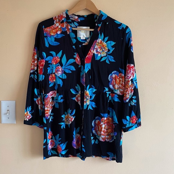 Anthropologie Maeve Woman Size 12 Woodland Walk Button Front Floral Blouse - Picture 2 of 12